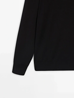 Massimo Dutti Хлопковый свитер с длинными рукавами, черный