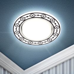 DK LD28 WH/WH Светильник ЭРА декор cо светодиодной подсветкой GX53, белый/белый | Встраиваемые LED светильники