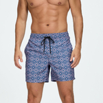 Синие мужские шорты с геометрическим принтом (Размер: L) (Цвет: голубой)