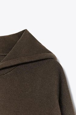 ZARA ТРИКОТАЖНАЯ ТОЛСТОВКА С КАПЮШОНОМ, КОРИЧНЕВЫЙ