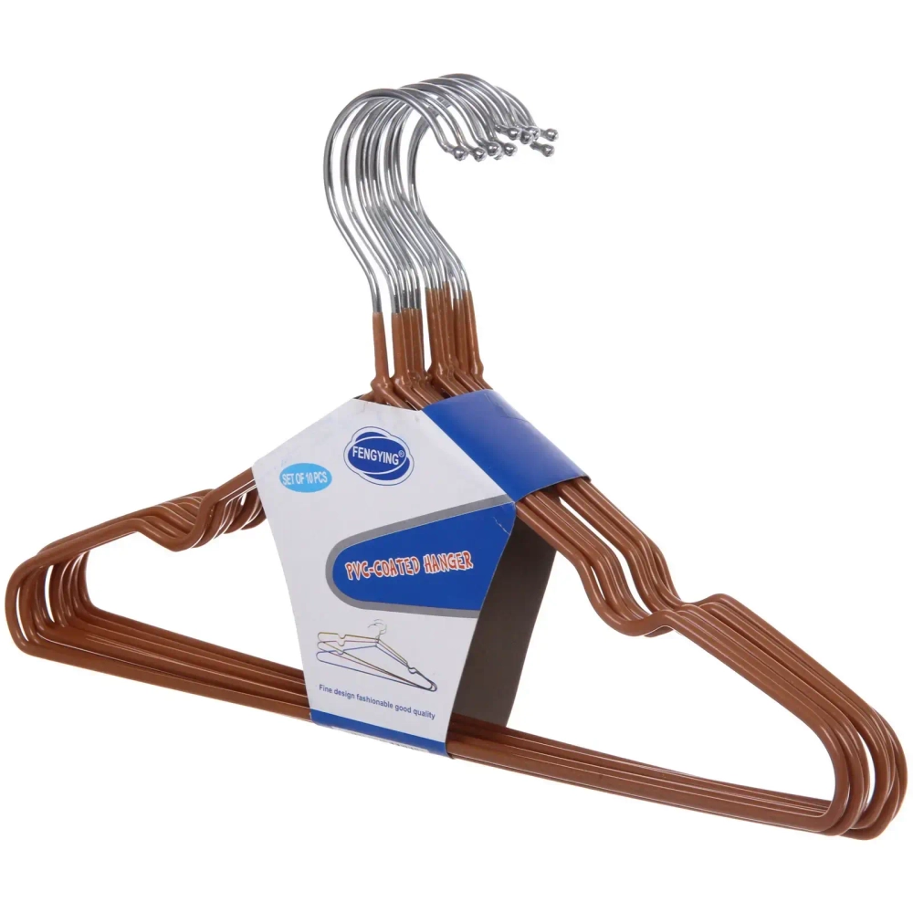 Плечики металлические нескользящие с полимерным покрытием 10шт «ТАРТИТАН», цвет бронзовый, 30см (Селфи)