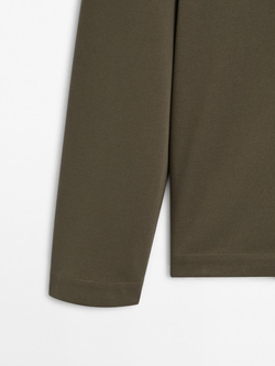 Massimo Dutti Свитер поло из хлопкового трикотажа, хаки