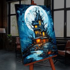 Картина по номерам со светящейся краской (40х50) ДОМ С ПРИВИДЕНИЯМИ  (16 цветов)