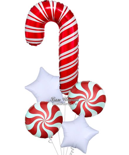 Фонтан шаров "Рождественские леденцы"