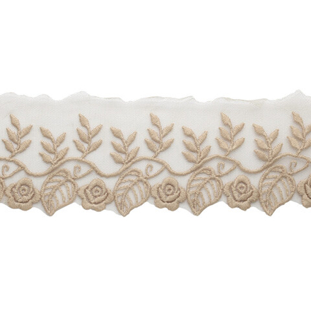 3AR076 Кружево на сетке 6см*13,72м (бежевый)