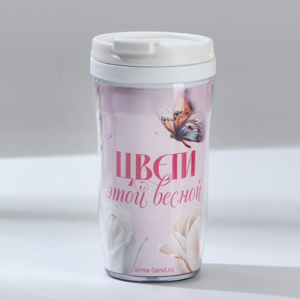 Подарочный набор: термостакан, ежедневник А6, 120 л., брелок, ручка «8 марта»