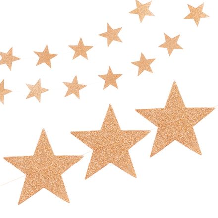 Звезды  "Розовое золото глиттер" 200 см