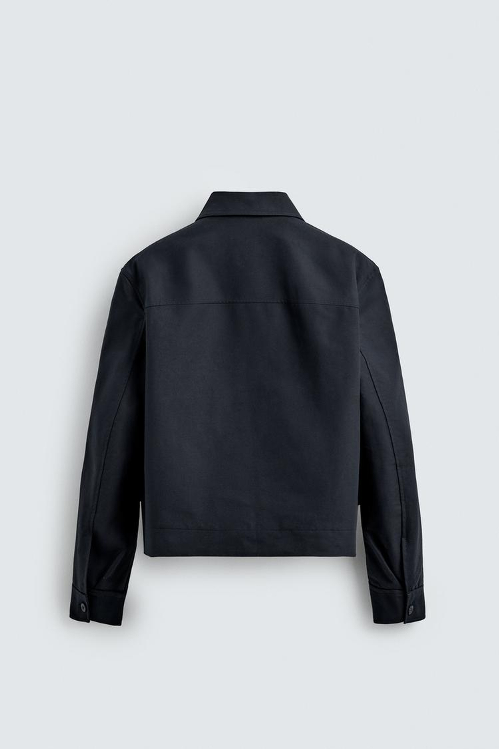 ZARA УКОРОЧЕННАЯ КУРТКА ИЗ ХЛОПКА, МОРСКОЙ СИНИЙ