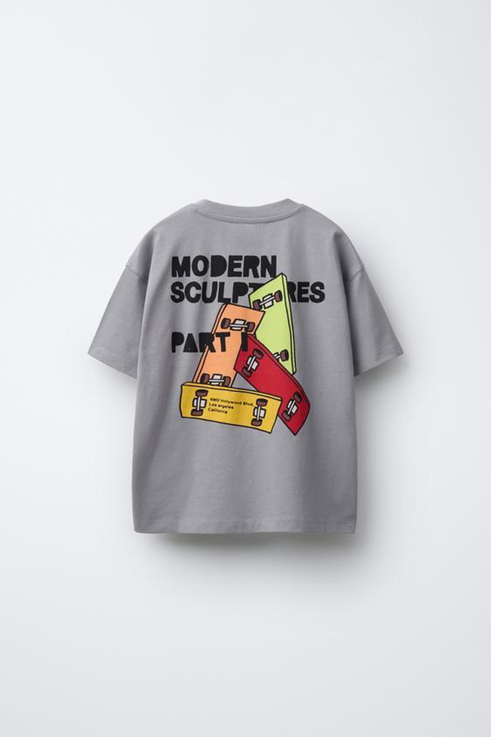 ZARA ФУТБОЛКА С ПРИНТОМ "РОЛИКОВЫЕ КОНЬКИ", СЕРЫЙ