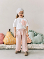 Брюки в полоску с рюшами, Розовый