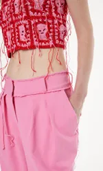 Брюки Kraizy Stripes Cut-off розовые