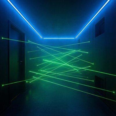 Лазерный лабиринт: 60 лазеров на 7,5 м2