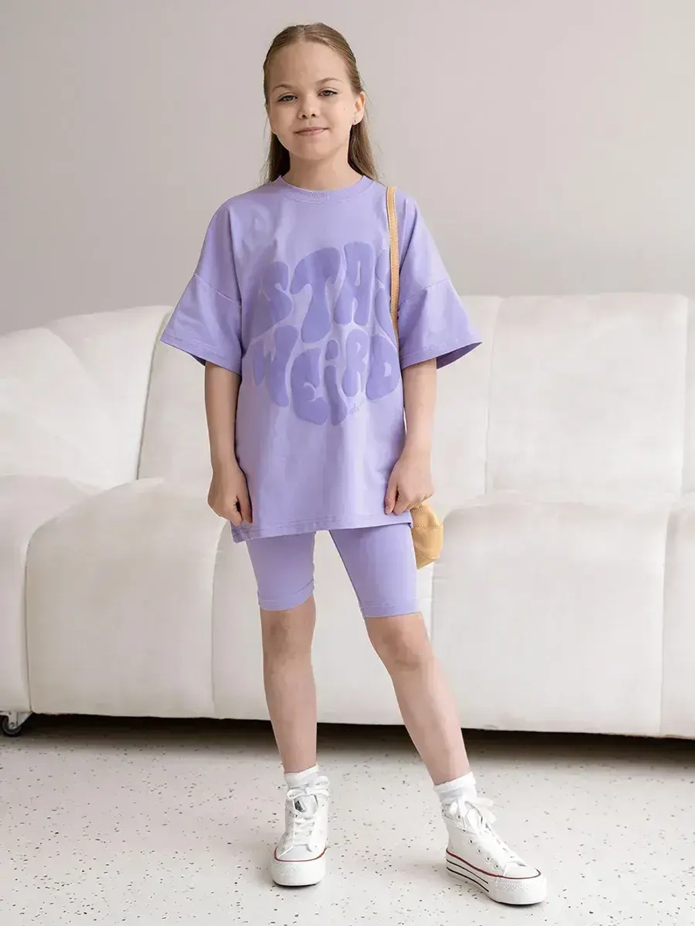 Летний костюм для девочки с велосипедками