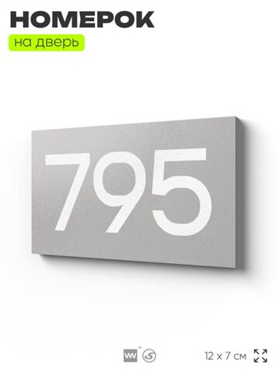 Номер на дверь 795, табличка на дверь для офиса, квартиры, кабинета, аудитории, склада, серая 120х70 мм, Айдентика Технолоджи