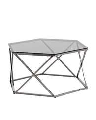 Журнальный столик Круз 93*80 стекло smoke сталь темный хром