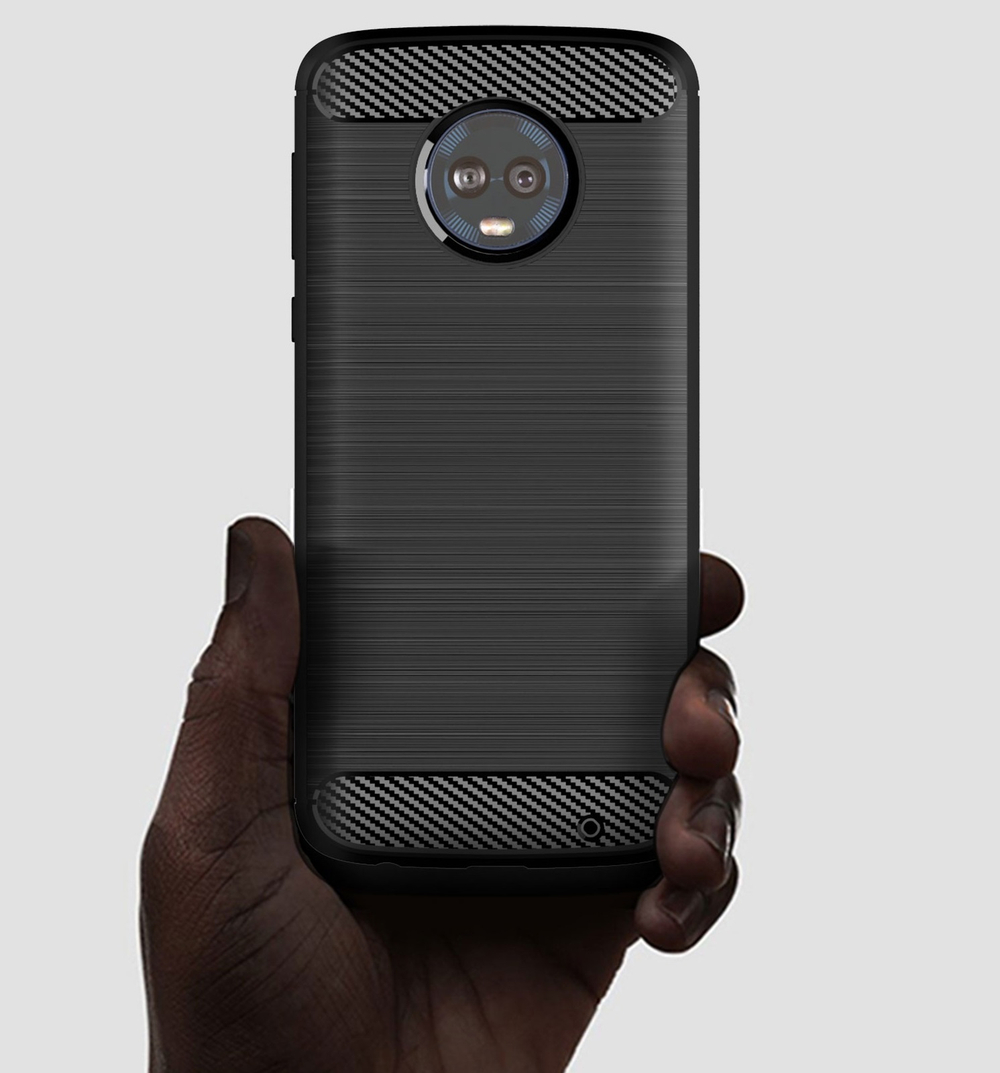 Чехол для Motorola Moto G6 Plus цвет Black (черный), серия Carbon от Caseport