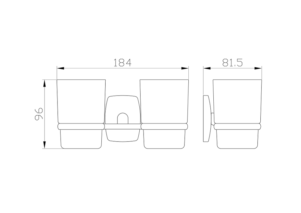 Два стакана для зубных щеток с держателем WONZON & WOGHAND PORTO, Хром (WW-1801)