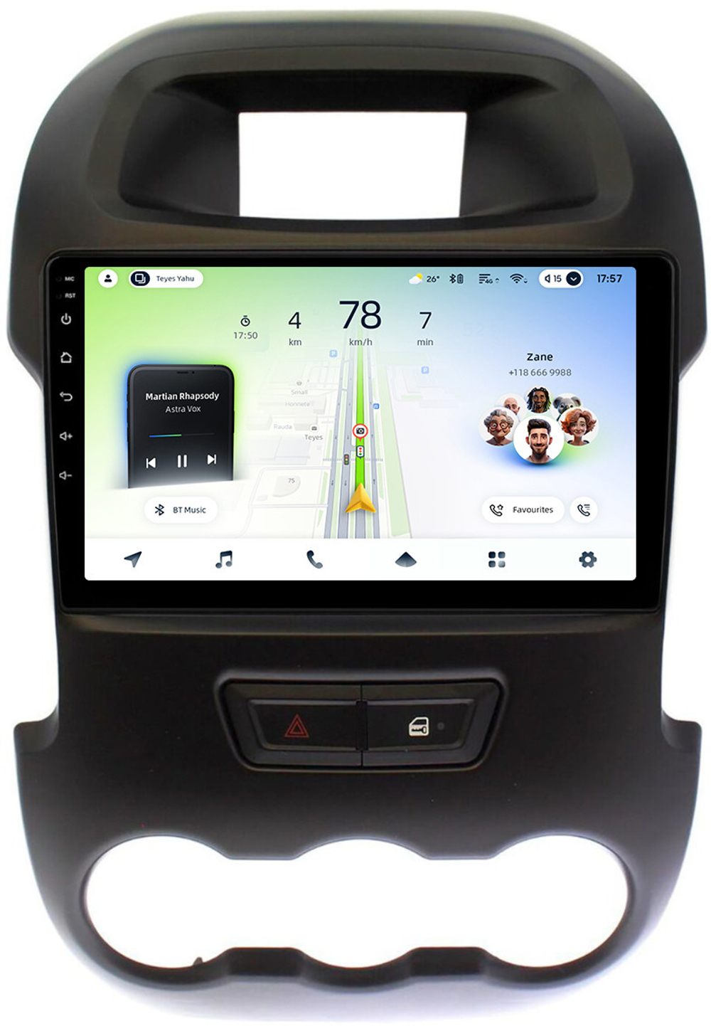 Магнитола для Ford Ranger 3 2011-2015 (рамка тип 2) - Teyes CC4L монитор 9" IPS на Android 14, Snapdragon 662, CarPlay, 4G SIM-слот