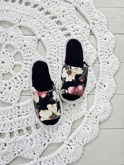 Тапочки хлопковые открытый нос "Акварельные цветы"