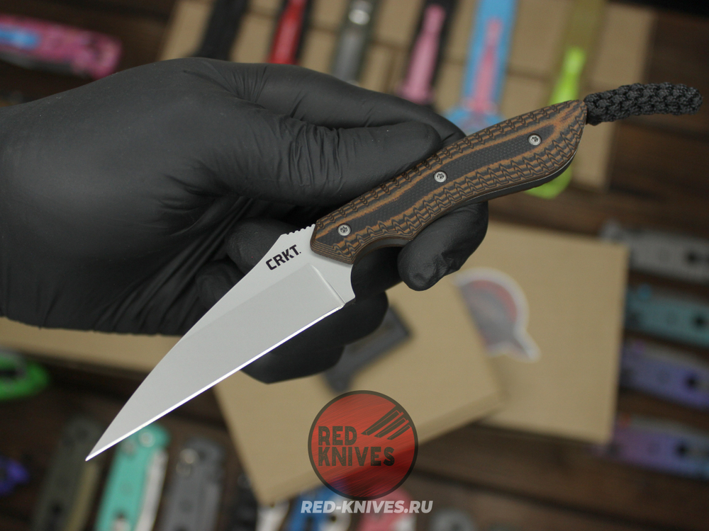 Нож CRKT Minimalist Warnchliffr - рябая рукоять, темляк + клипса