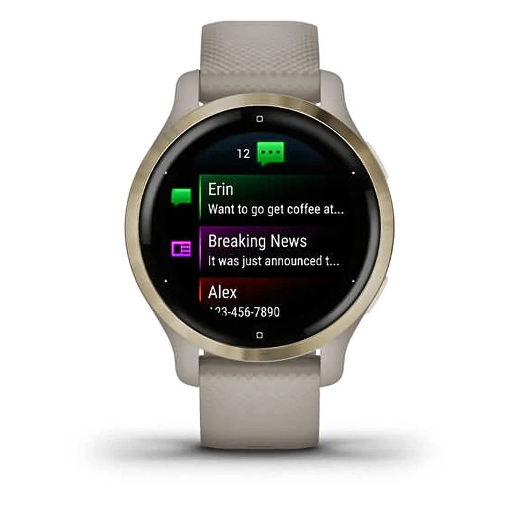 Смарт-часы Garmin Venu 2S песочного цвета с золотистым безелем 010-02429-11