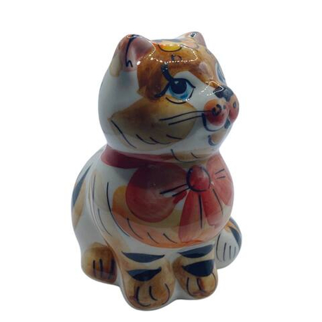 Фигурка Кот Мурзик цветная гжель