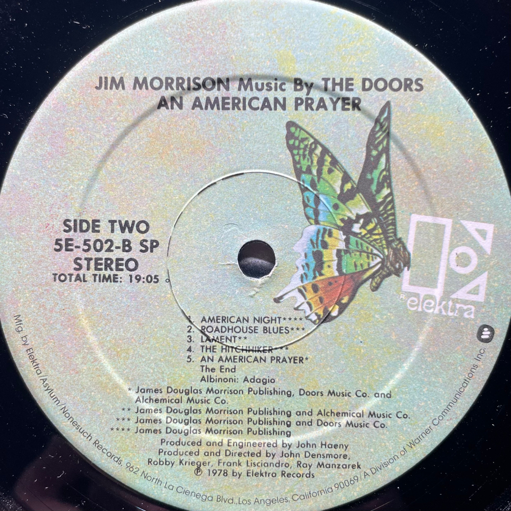 Jim Morrison Music By The Doors ‎– An American Prayer (США 1978г.)