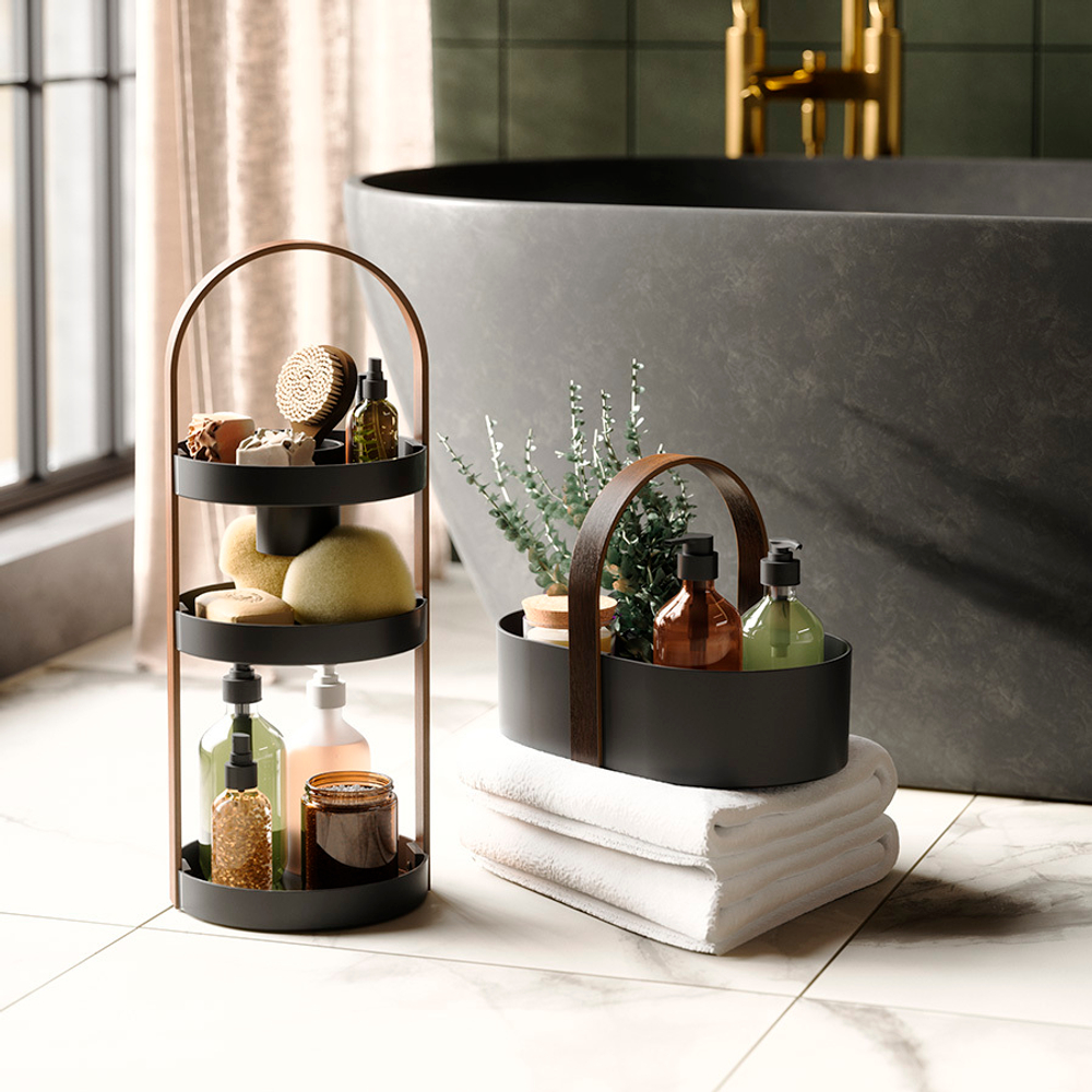 Органайзер для косметики bellwood, 20х50 см, черный/орех
