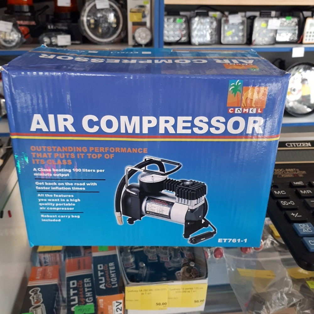 ET761-1 / Автомобильный компрессор однопоршневой, 12v, 10 Amp / 35L / Min (1 шт.)