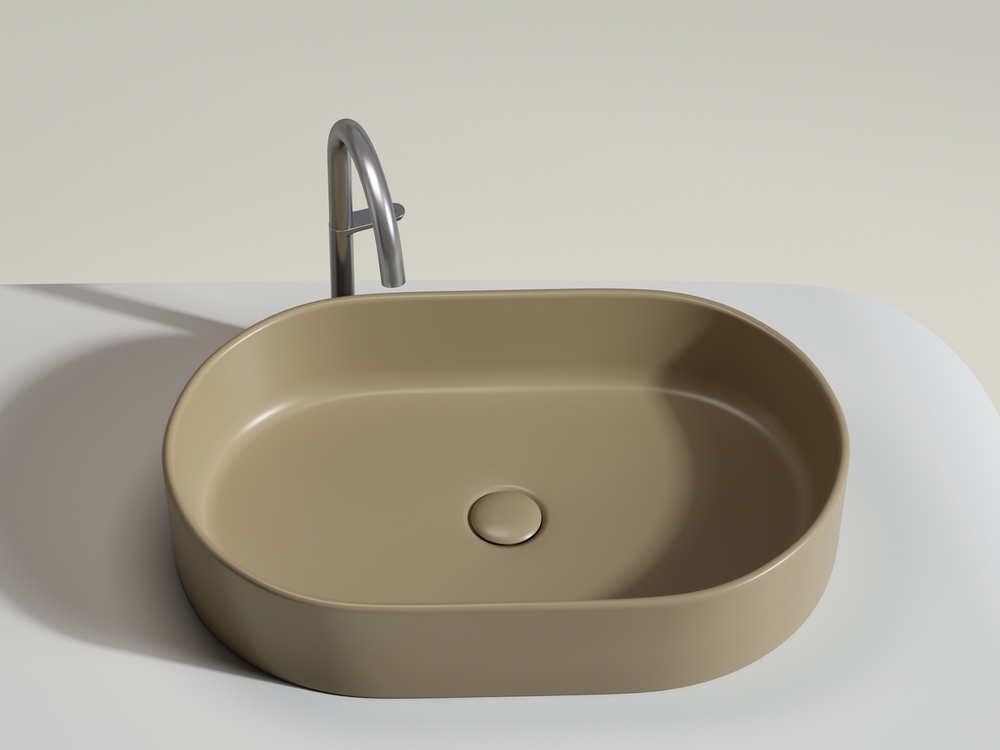 Умывальник чаша накладная овальная (цвет Капучино Матовый) Element 608x385x122мм