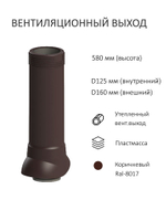 Вент. выход утепленный c колпаком D160 высотой Н-700, проходной элемент для кровельного профнастила 20мм