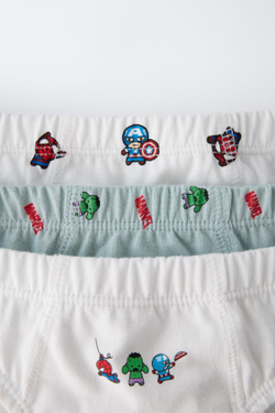 ZARA НАБОР ИЗ ТРЕХ ТРУСОВ "THE AVENGERS © MARVEL", БЕЛЫЙ