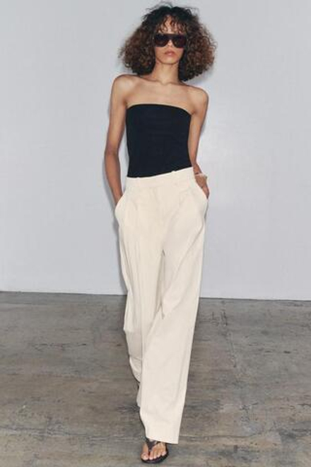 ZARA БРЮКИ С ЗАЩИПАМИ — ZW COLLECTION, СВЕТЛЫЙ РЫЖЕВАТО-КОРИЧНЕВЫЙ