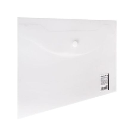 Папка-конверт на кнопке А5, Brauberg, 180мкм, белая