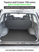 Коврики ЭВА для увеличенного багажника и под сидения 2-го ряда Toyota Land Cruiser 100-series (98-07г.) на 5-ти местное авто