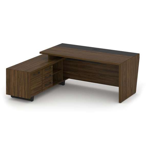 Corner Стол руководителя с тумбой COR.SRT-20 (L) Орех Лоренцо/Графит/Металл Графит 2000*1800*750