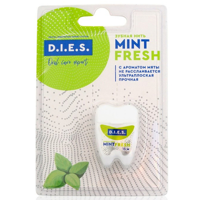 Зубная нить невощеная D.I.E.S. 15м Мята (1928)