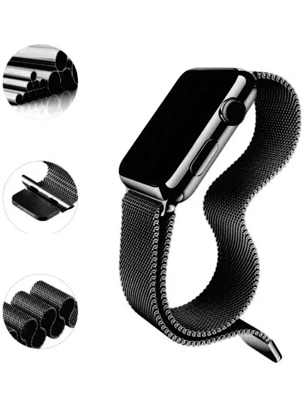 Браслет-ремешок для Apple Watch MILANESE (42-44mm) черный