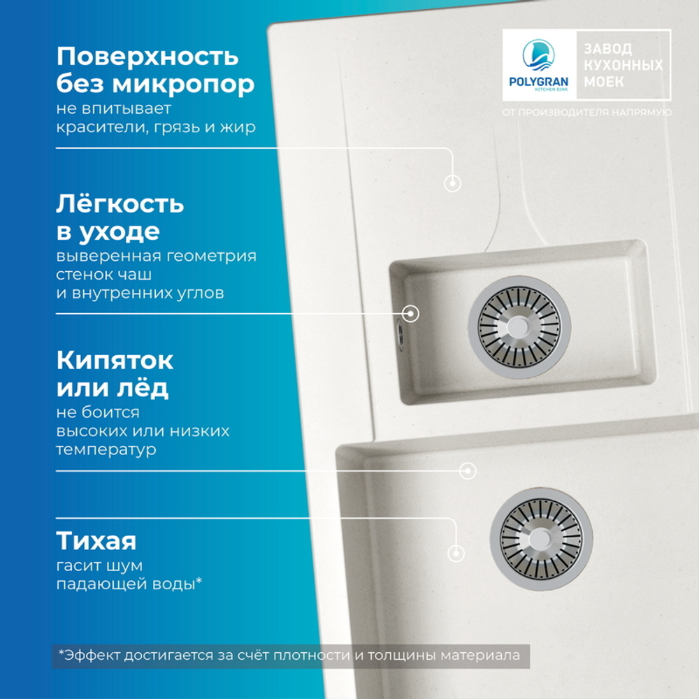 Мойка POLYGRAN BRIG-870 белый хлопок № 36