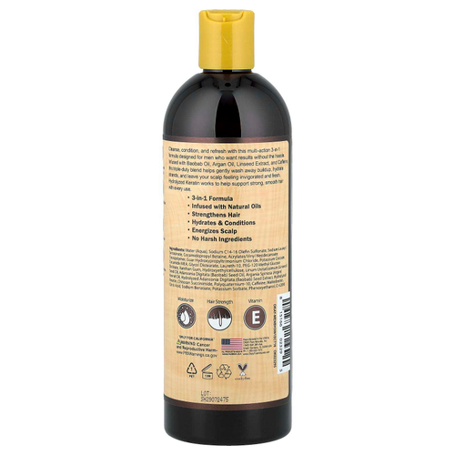 Okay Pure Naturals, для мужчин, шампунь-кондиционер и уход за кожей головы, 3 в 1 для волос и бороды, 473 мл (16 унций)