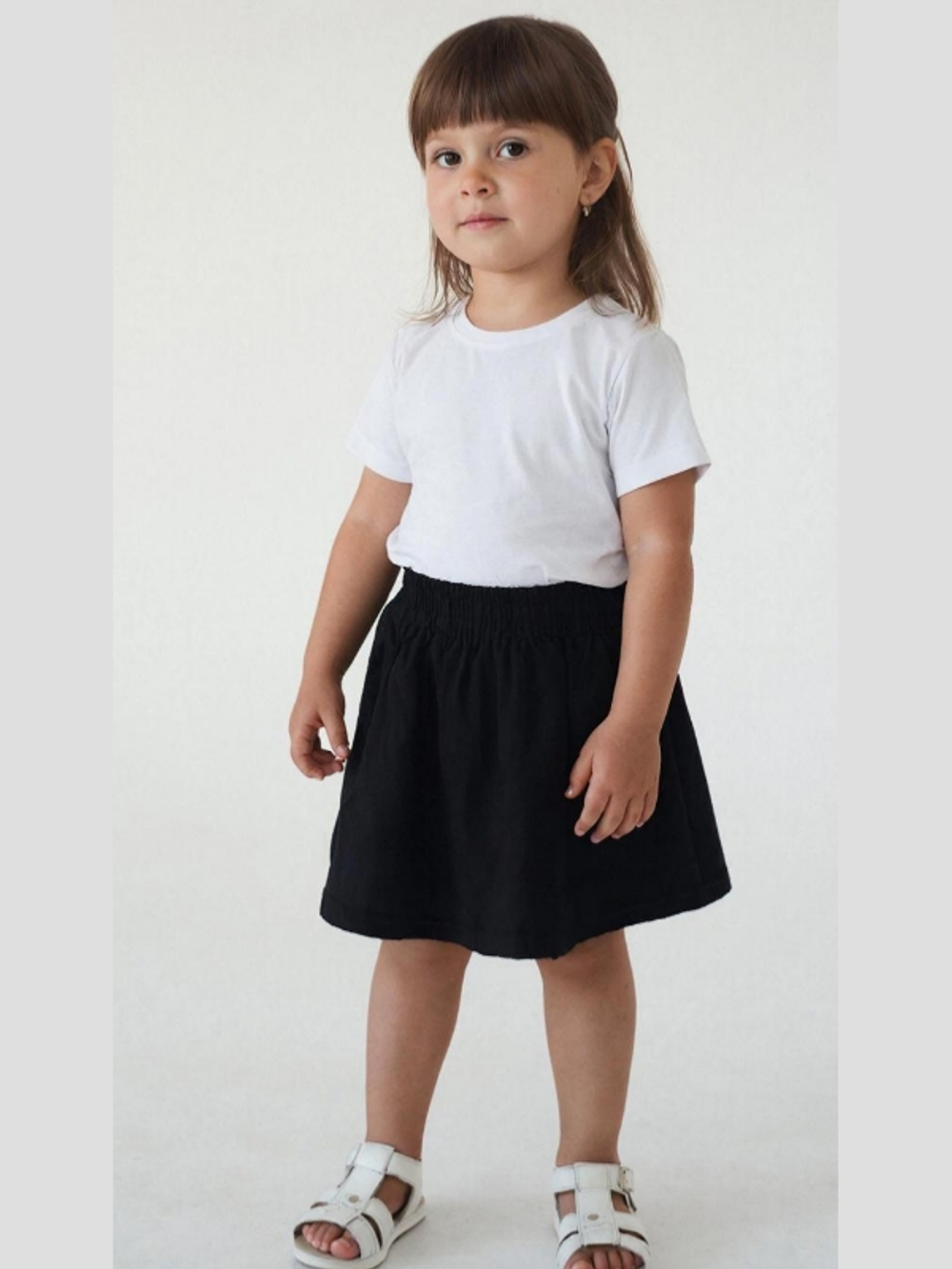 105692-1 Юбка детская 8-клинка кулирка с лайкрой черный (64-122/128)