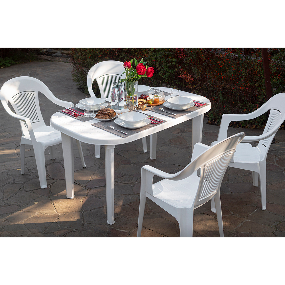 Стол пластиковый  арт.СП2-МТ001 овальный (белый)