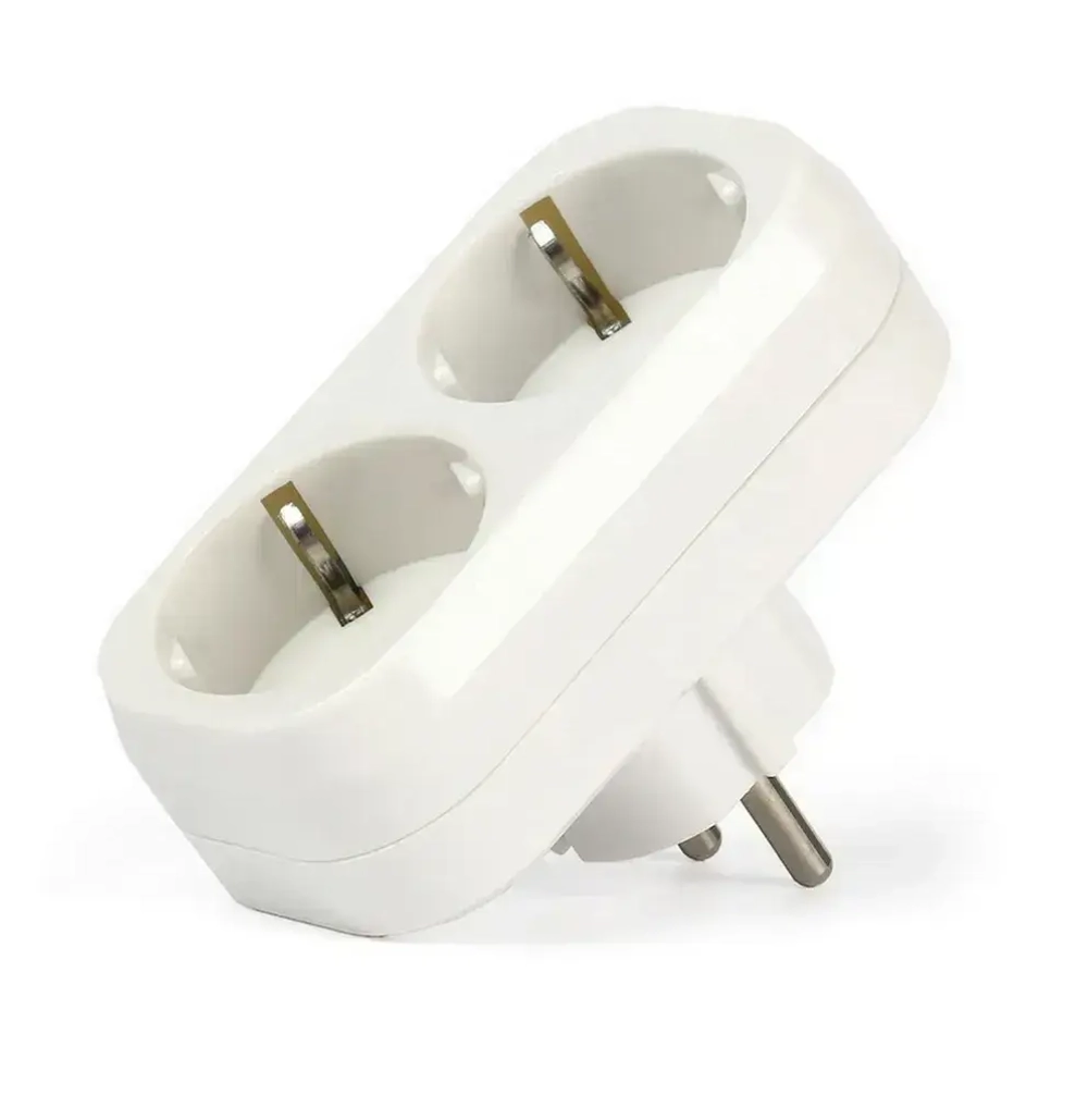 Разветвитель Smartbuy, 2 гнезда с заземлением плоский 16А 250B (SBE-16-A02-2z)