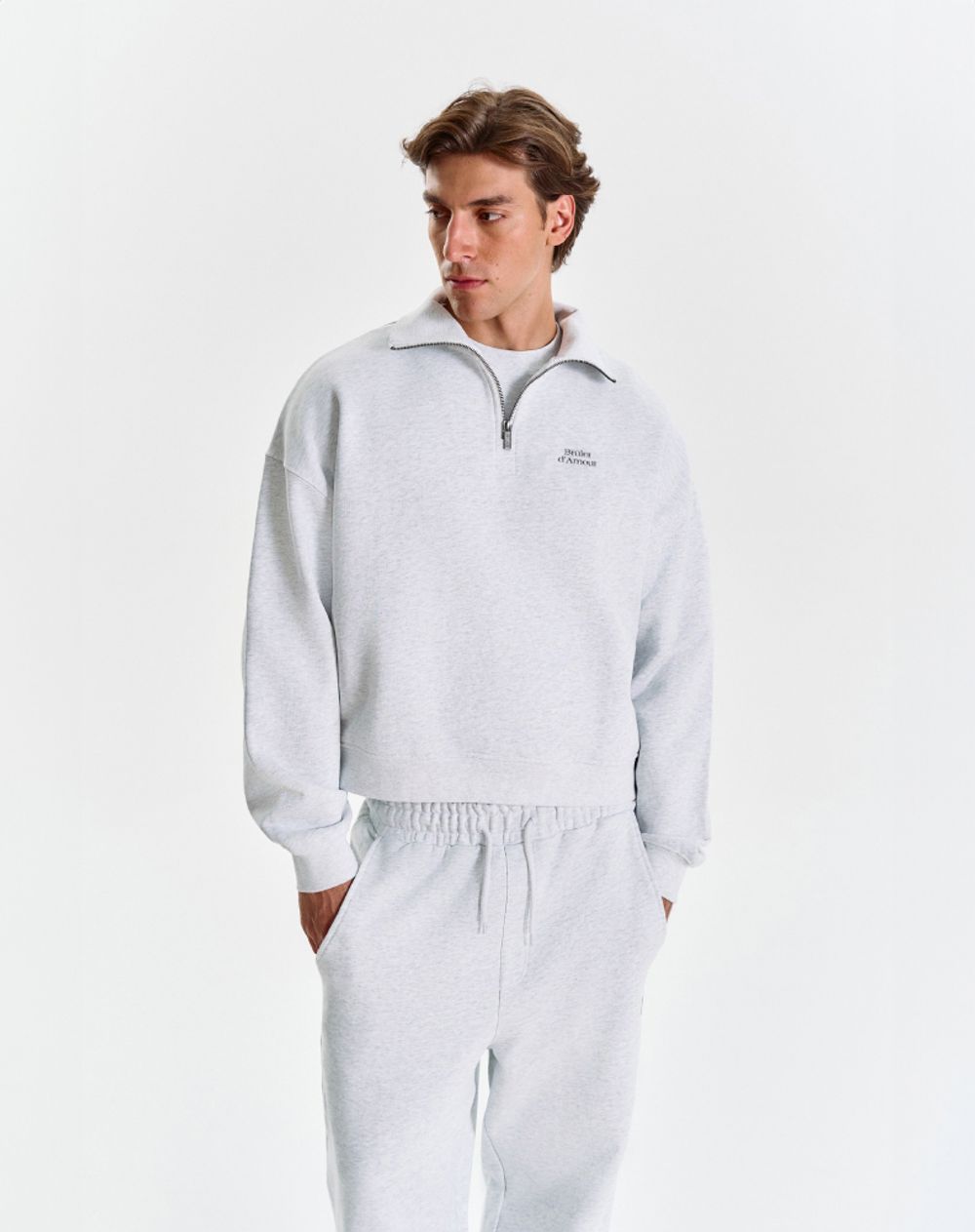 Толстовка Bruler d'Amour Half-zip Logo de base 02 меланж