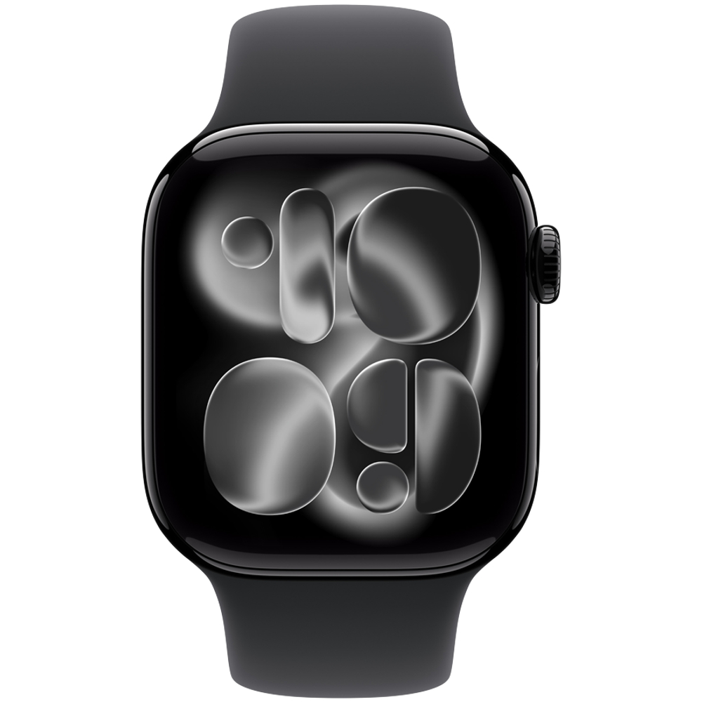 Apple Watch Series 11 GPS 42mm Jet Black Aluminium Case with Black Sport Band - M/L,Model A3331