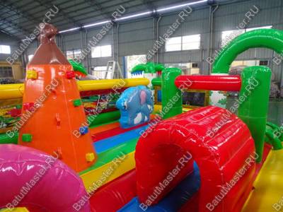 Надувной батут "Джунгли малый" борта с сеткой, размер 10*7*5 м