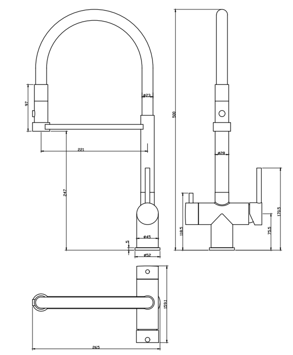 Смеситель для кухни Grocenberg GB4095 с гибким изливом Никель