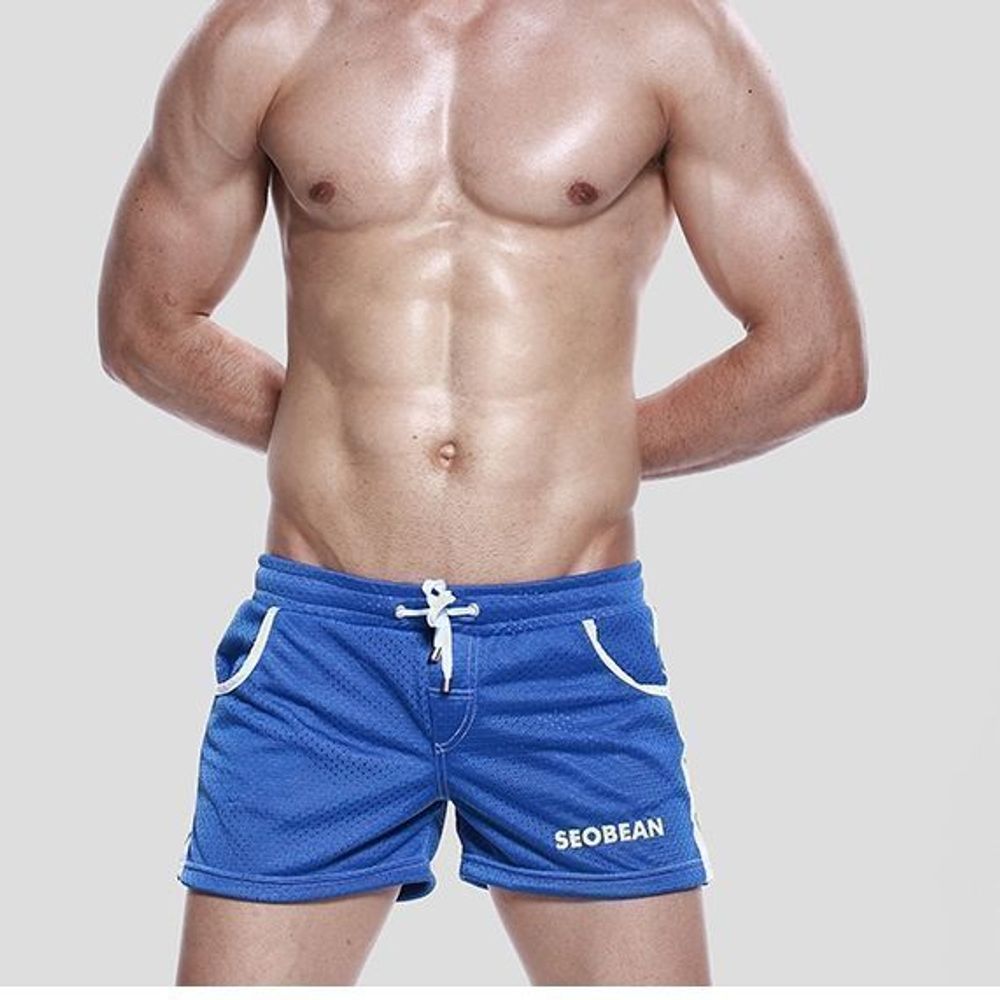 Мужские шорты синие в сетку Seobean Sport Shorts Blue 40506