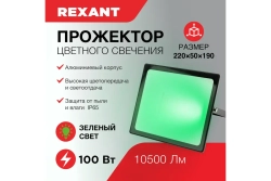 Светодиодный прожектор REXANT 100 Вт зеленое свечение 605-018