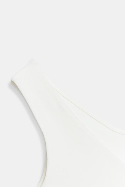 ZARA ФУТБОЛКА С ОТКРЫТЫМИ ПЛЕЧАМИ, ЖЕЛТОВАТО-БЕЛЫЙ